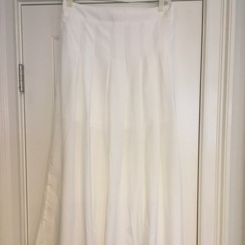White Pleated Midi Skirt